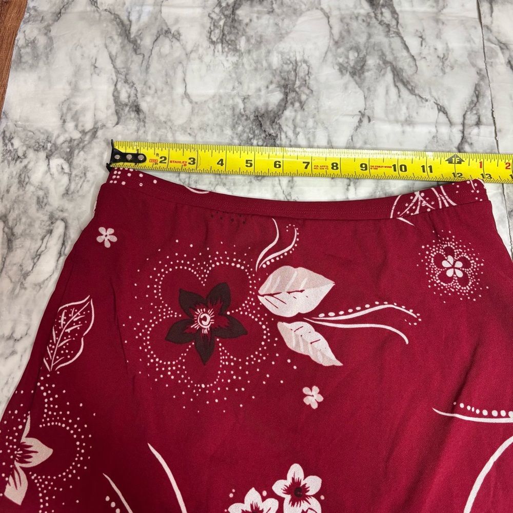 Petite sophisticate vintage 90s retro floral print red shite slip skirt size P - Picture 3 of 5